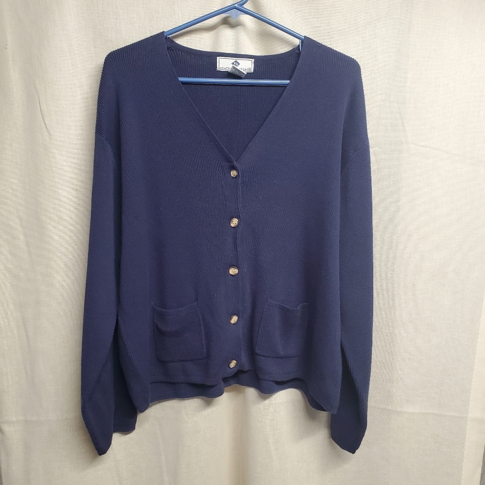 Classic Navy Button-Front Cardigan